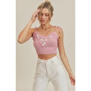 Lush Pale lilac crochet crop tank women's size medium